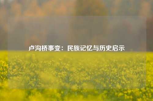 卢沟桥事变：民族记忆与历史启示