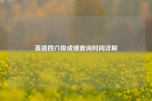 英语四六级成绩查询时间详解