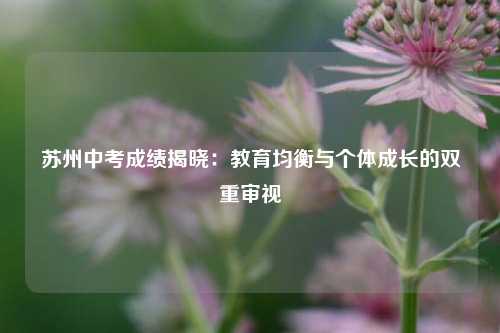 苏州中考成绩揭晓：教育均衡与个体成长的双重审视